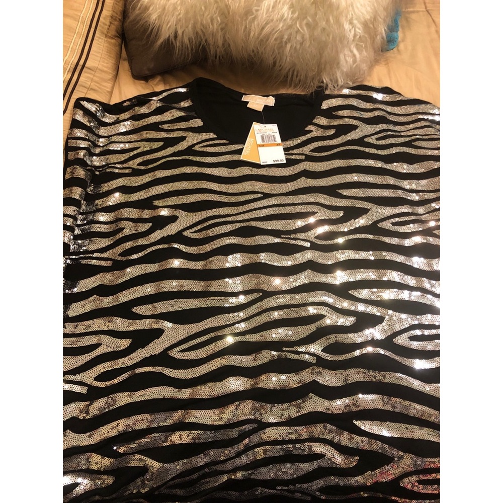 Michael Kors Zebra Sequin Top - Picture 2 of 3